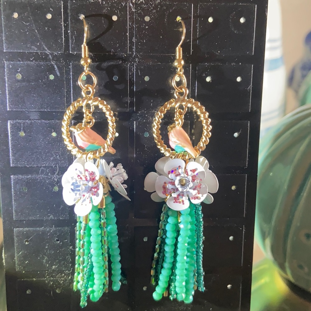 Tropical Bird Dangling Earrings